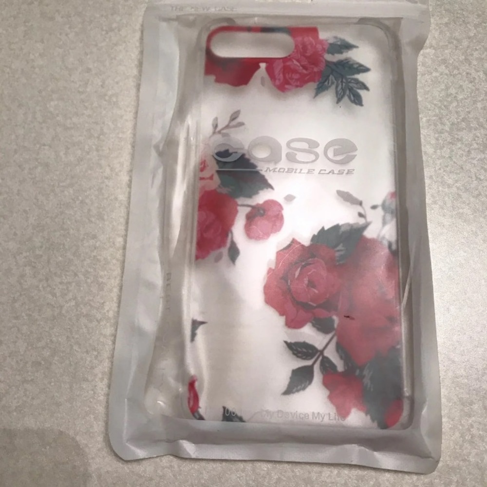 iPhone 7 Plus Case. Brand new! Clear with roses!
